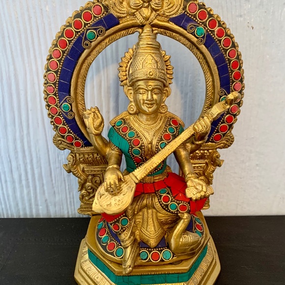 Saraswati Statue & Swan Under Arch Stone Figurine - Picture 10 of 14